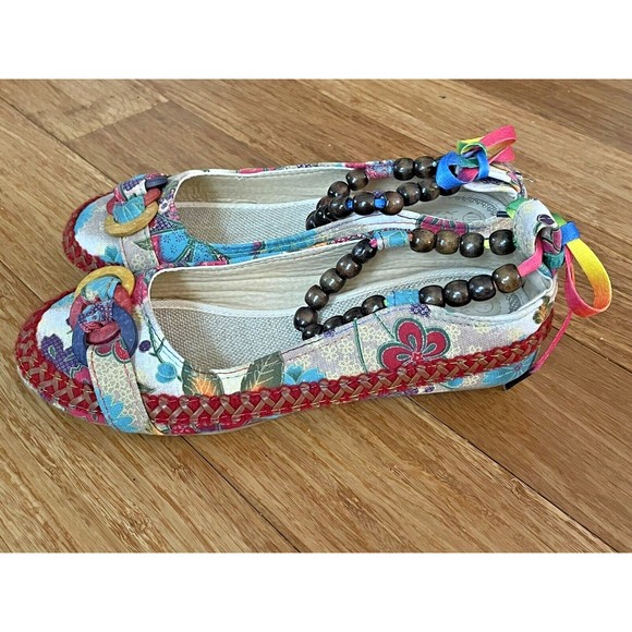 New XIRUY Multicolor Fabric Beaded Mary Jane Ballet Flats Shoes EU 41 US 9-9.5 - Picture 1 of 6